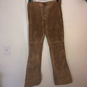 Arden B Leather Suede Flair Pants